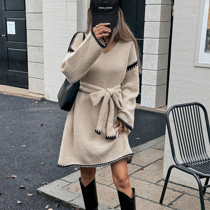 Knit Long Sleeve Sweater Dress