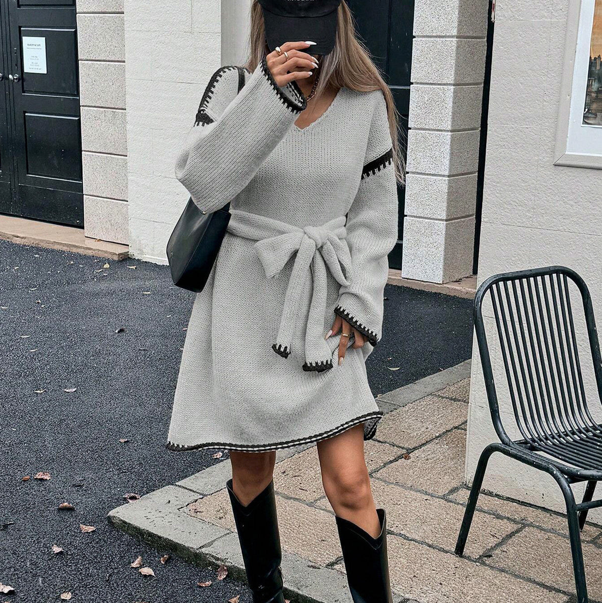 Knit Long Sleeve Sweater Dress