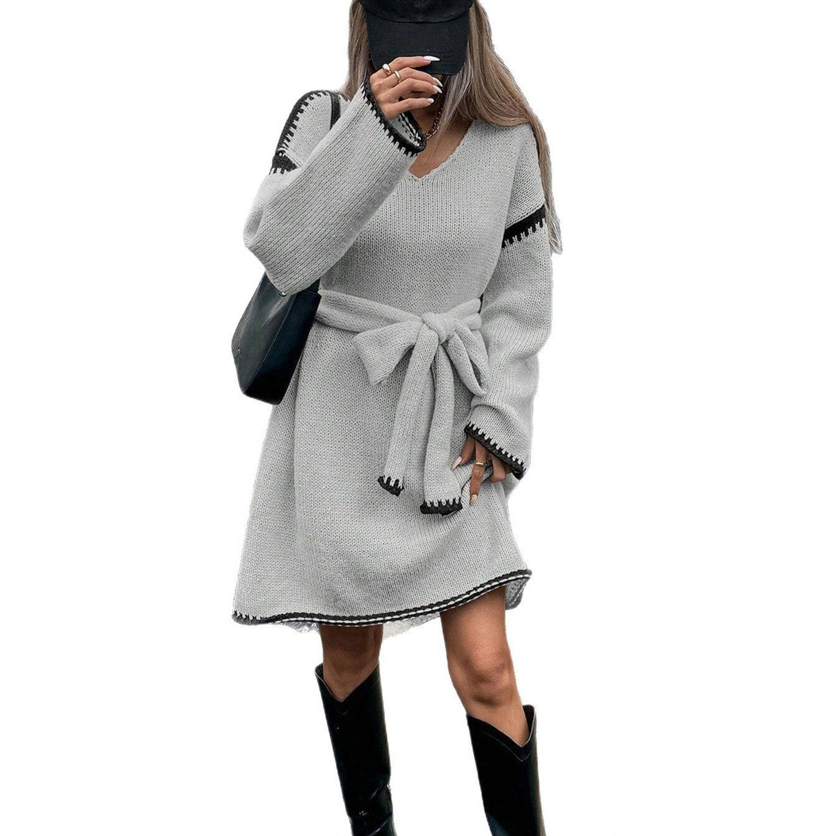 Knit Long Sleeve Sweater Dress