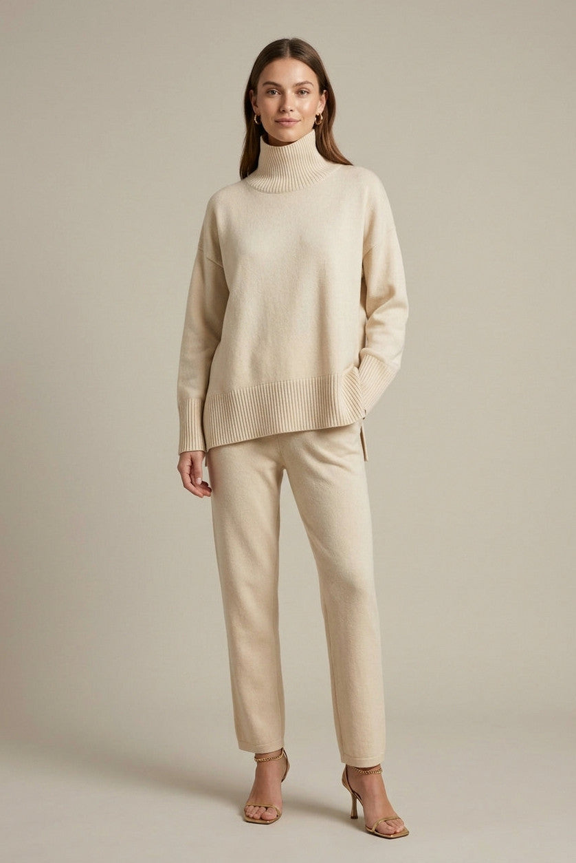 Knit Mock Neck Long Sleeve Set