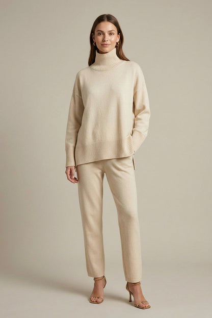 Knit Mock Neck Long Sleeve Set