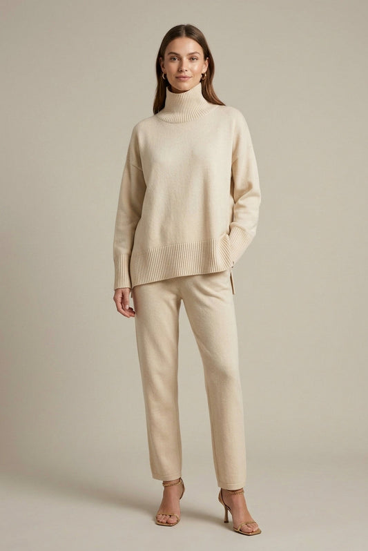 Knit Mock Neck Long Sleeve Set