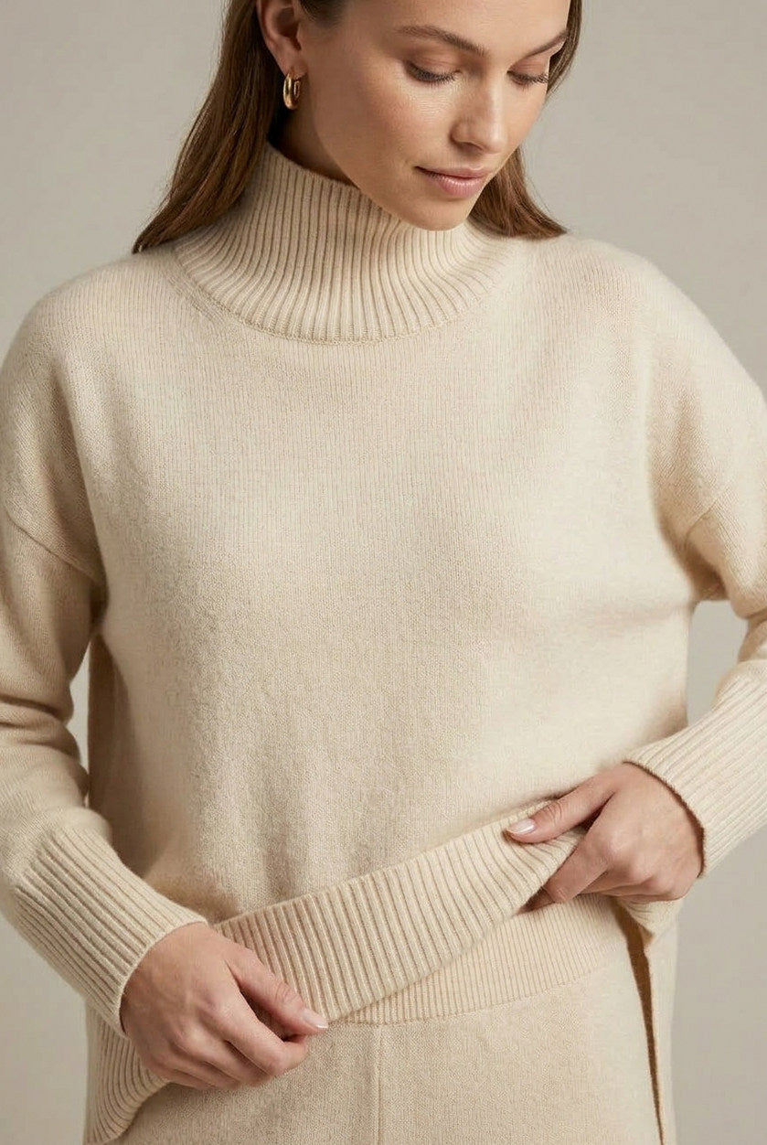 Knit Mock Neck Long Sleeve Set