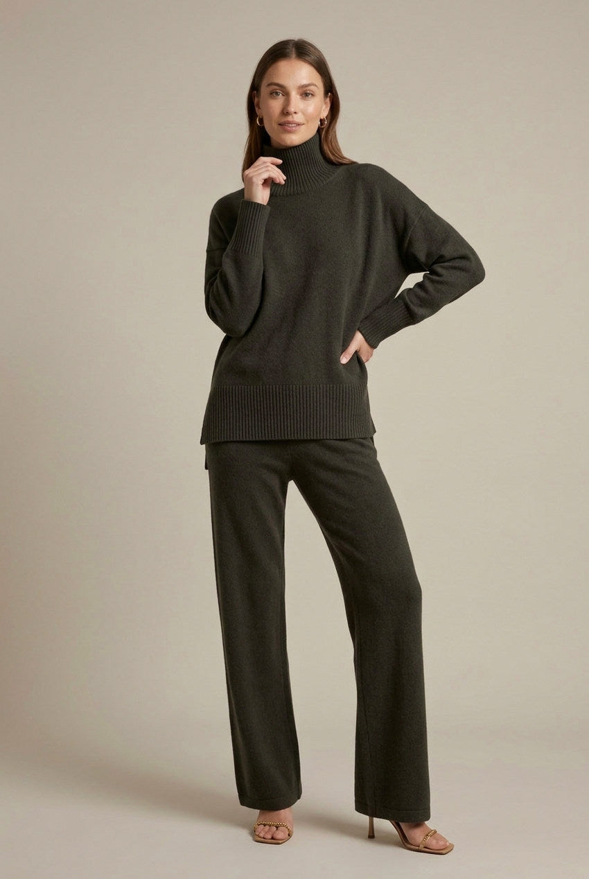 Knit Mock Neck Long Sleeve Set