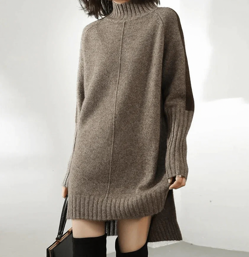 Knit Turtleneck Long Sleeve Sweater Dress