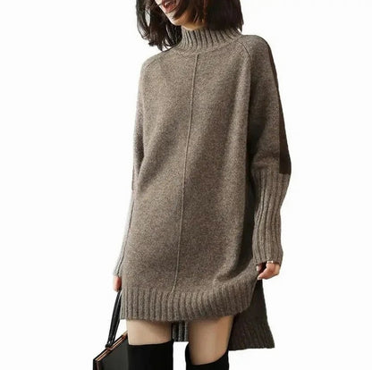 Knit Turtleneck Long Sleeve Sweater Dress