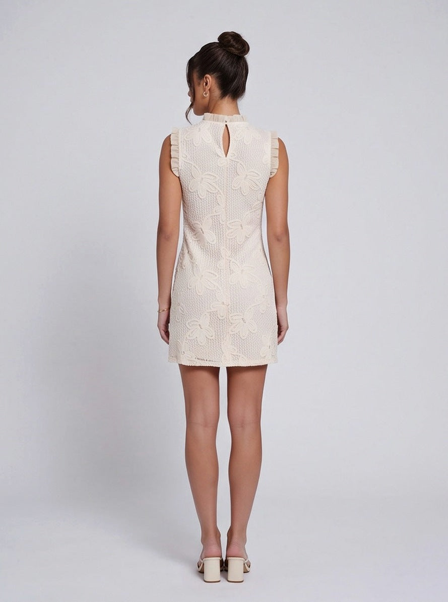Lace High Neck Mini Dress