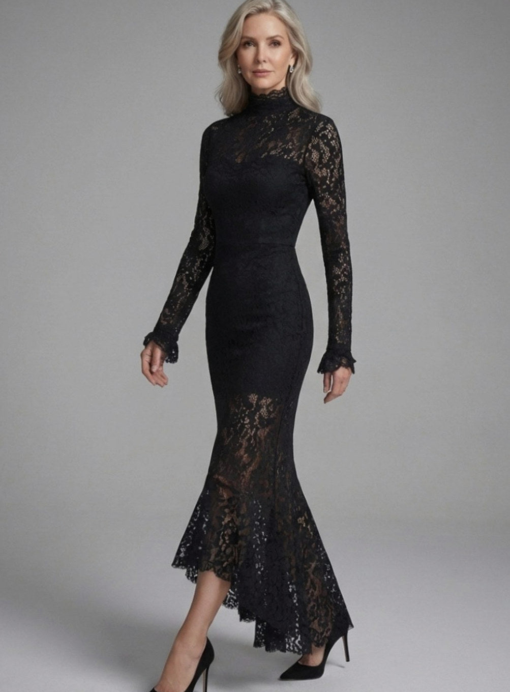 Lace Long Sleeve Maxi Dress