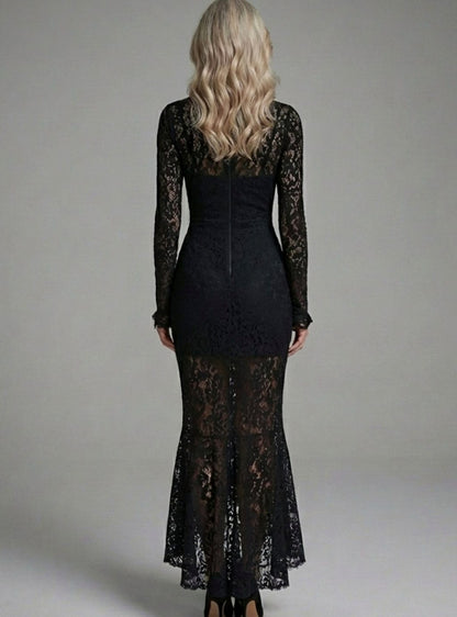 Lace Long Sleeve Maxi Dress