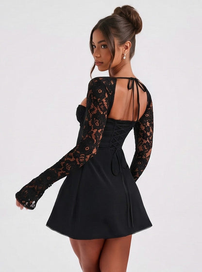 Lace Long Sleeve Mini Dress