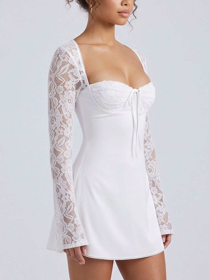 Lace Long Sleeve Mini Dress