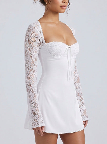 Lace Long Sleeve Mini Dress