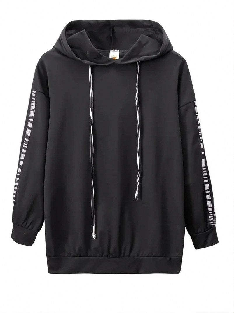 Animal Print Trim Hoodie Two Piece Set