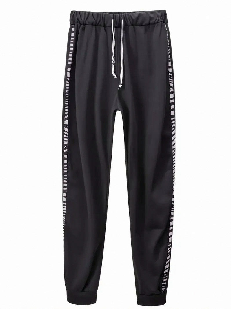 Animal Print Trim Hoodie Two Piece Set