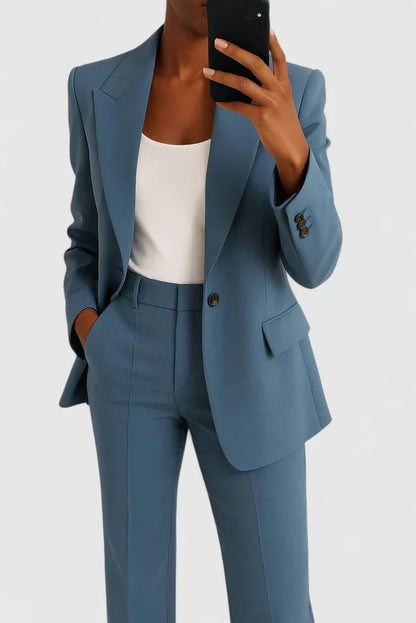Long Sleeve Blazer Wide Leg Pants Set