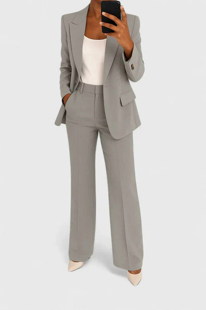 Long Sleeve Blazer Wide Leg Pants Set