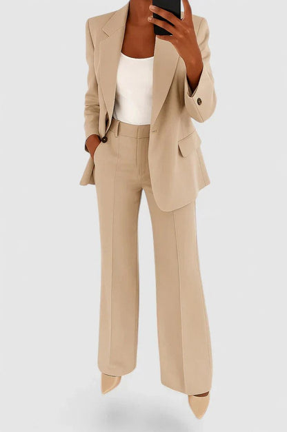 Long Sleeve Blazer Wide Leg Pants Set