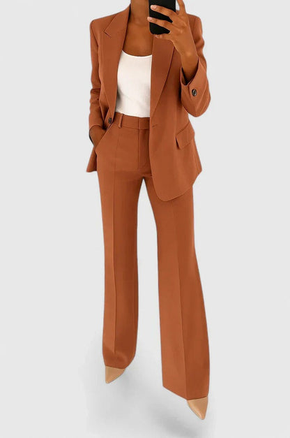 Long Sleeve Blazer Wide Leg Pants Set