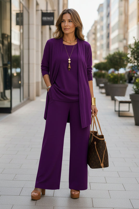 Long Sleeve Cardigan and Wide Leg Set