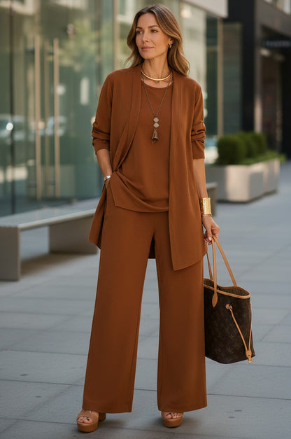 Long Sleeve Cardigan and Wide Leg Set
