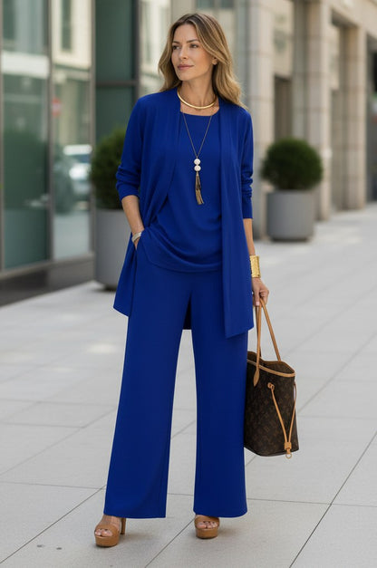 Long Sleeve Cardigan and Wide Leg Set