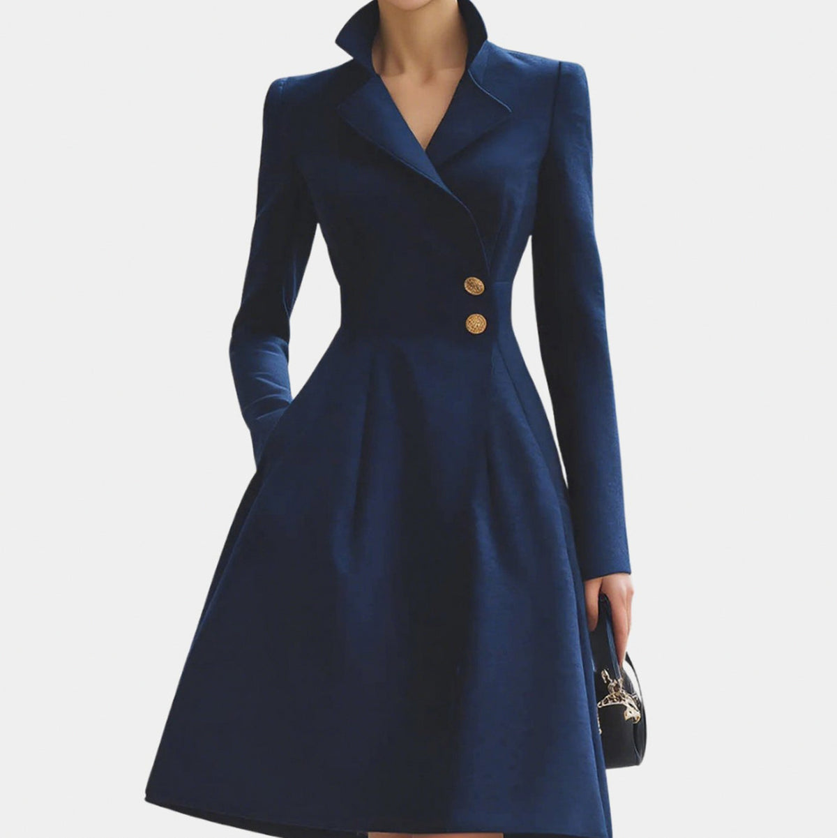 Long Sleeve Collared A-Line Coat