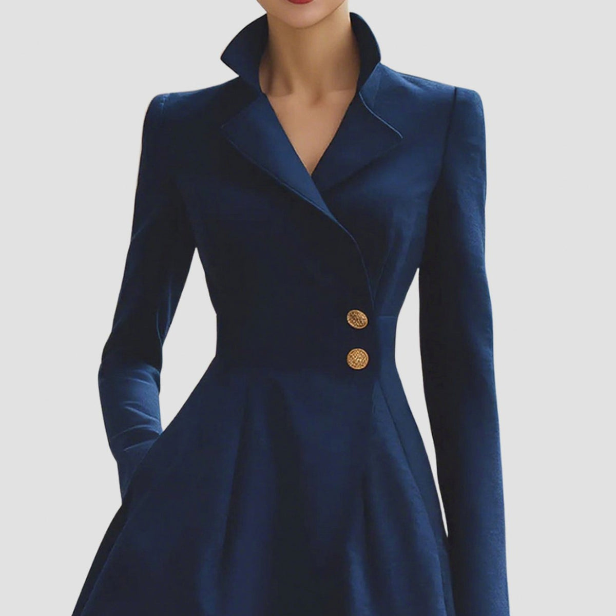 Long Sleeve Collared A-Line Coat