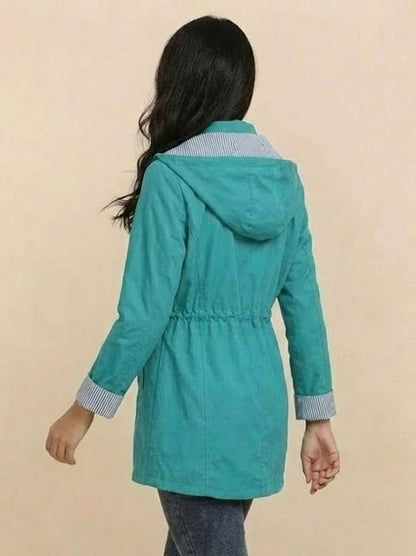 Long Sleeve Hooded Snap Button Jacket