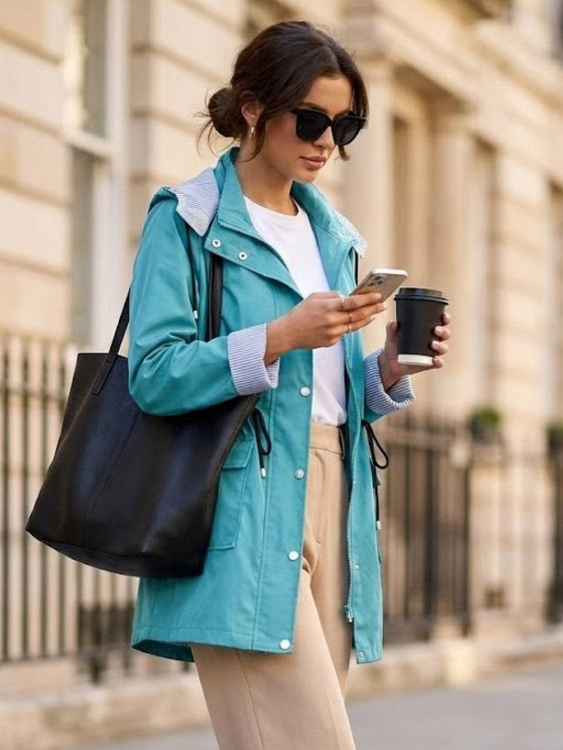 Long Sleeve Hooded Snap Button Jacket