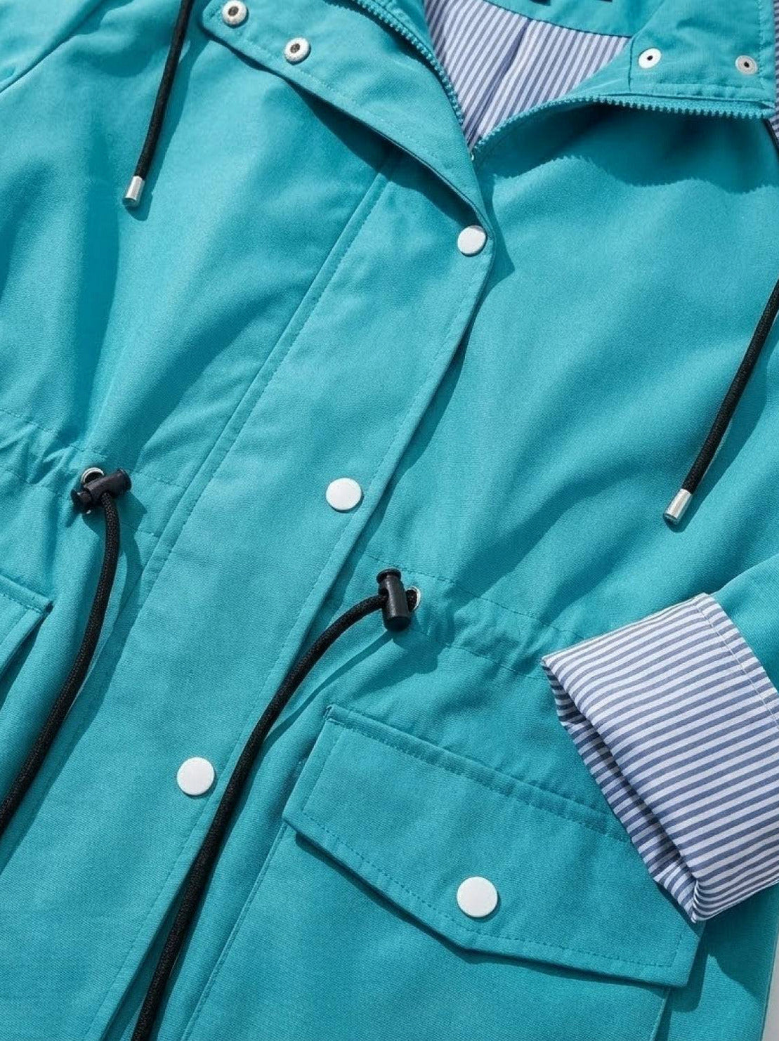 Long Sleeve Hooded Snap Button Jacket