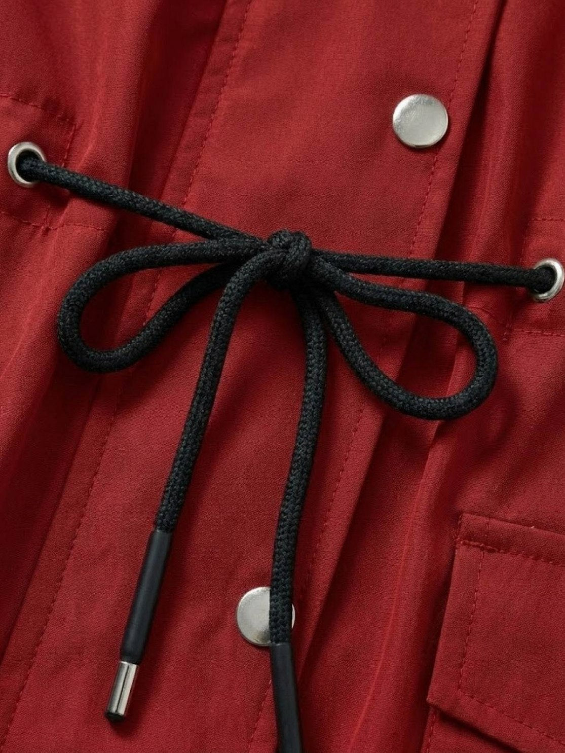 Long Sleeve Hooded Snap Button Jacket