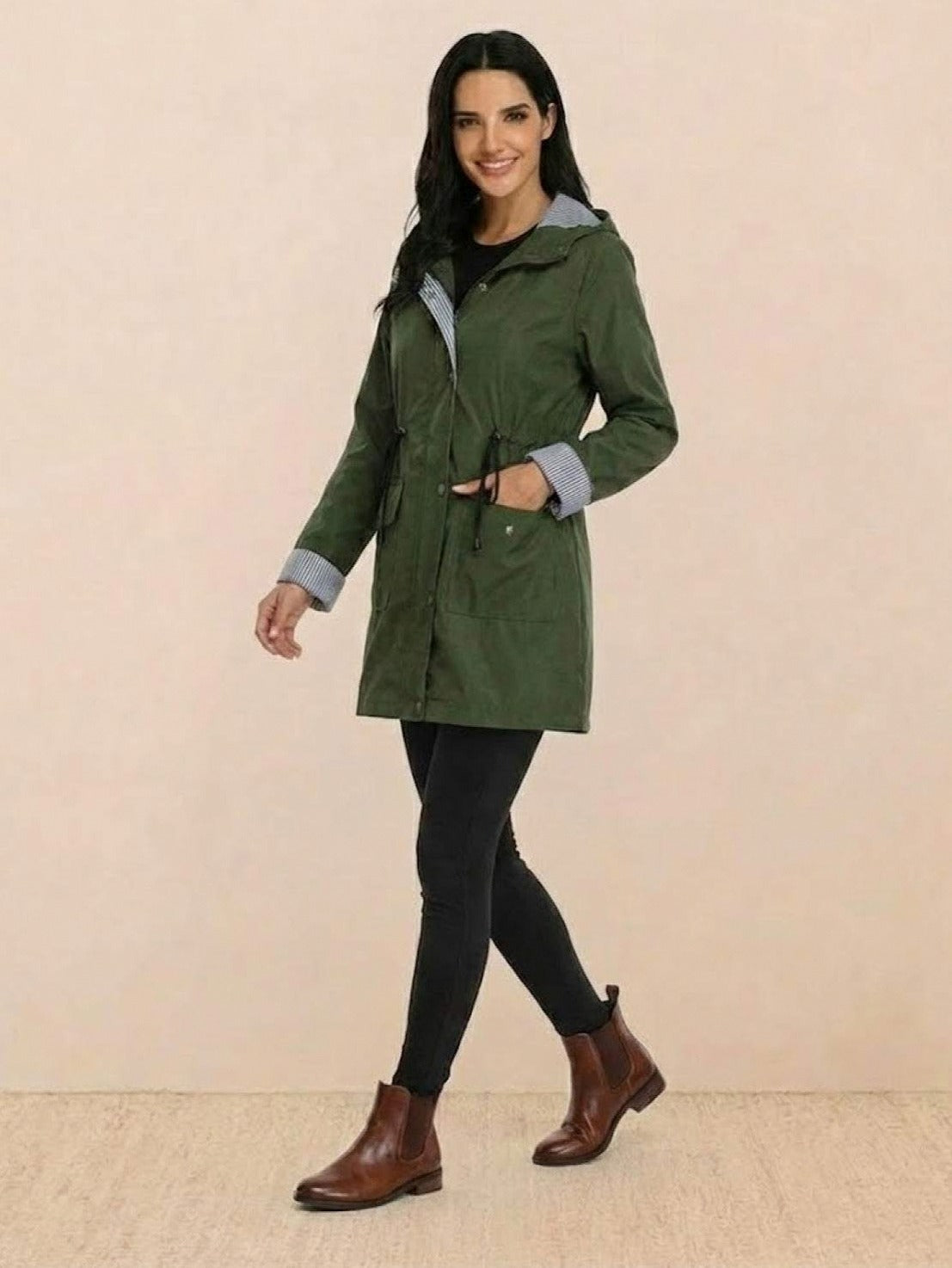 Long Sleeve Hooded Snap Button Jacket