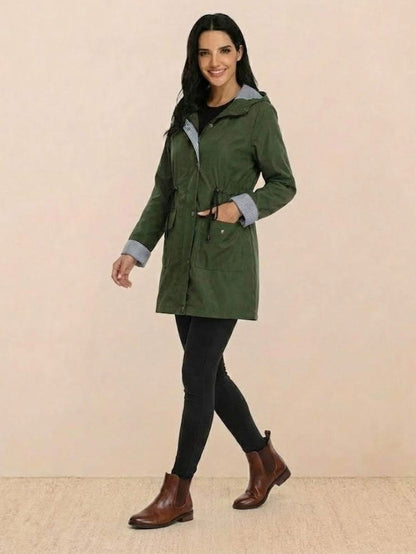 Long Sleeve Hooded Snap Button Jacket