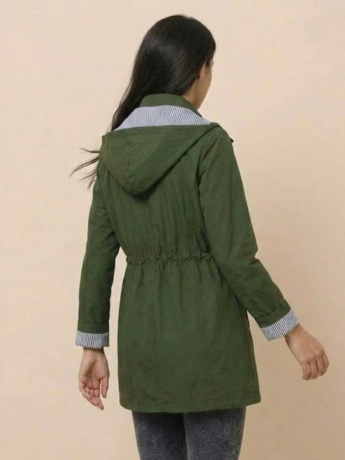 Long Sleeve Hooded Snap Button Jacket