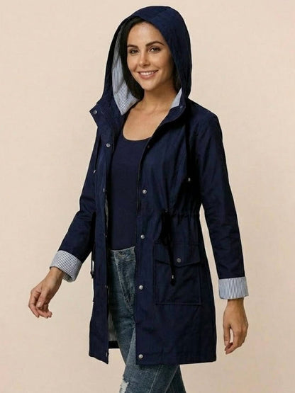 Long Sleeve Hooded Snap Button Jacket