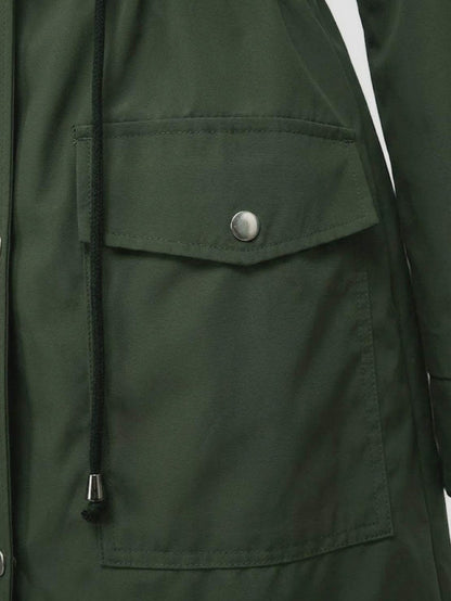 Long Sleeve Hooded Snap Button Jacket