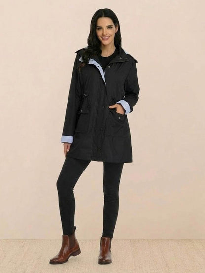 Long Sleeve Hooded Snap Button Jacket