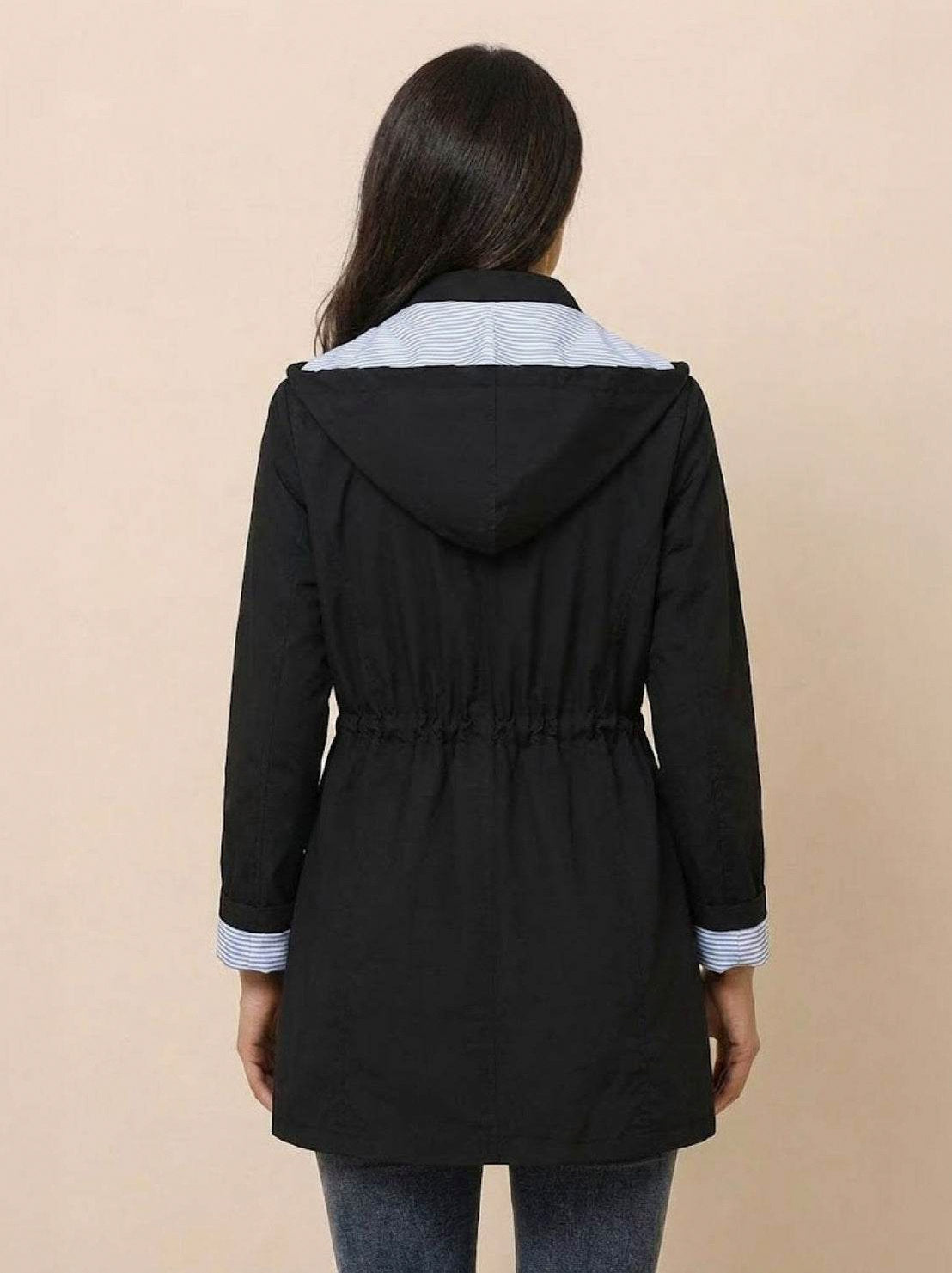 Long Sleeve Hooded Snap Button Jacket