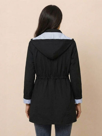 Long Sleeve Hooded Snap Button Jacket