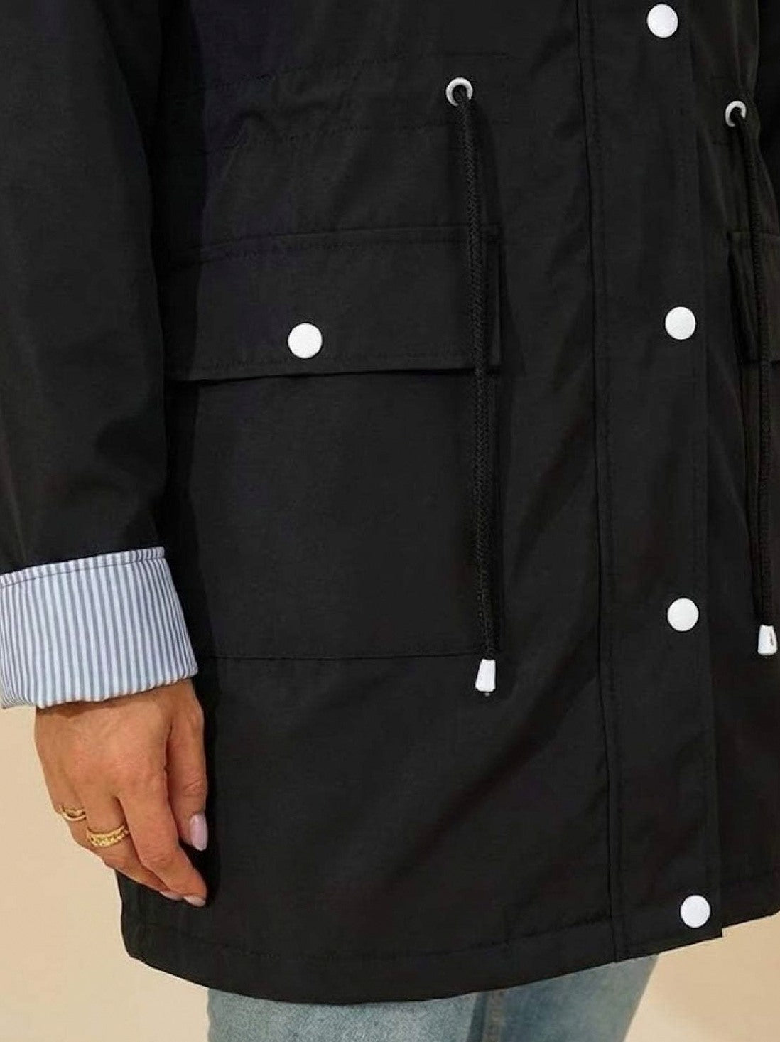 Long Sleeve Hooded Snap Button Jacket