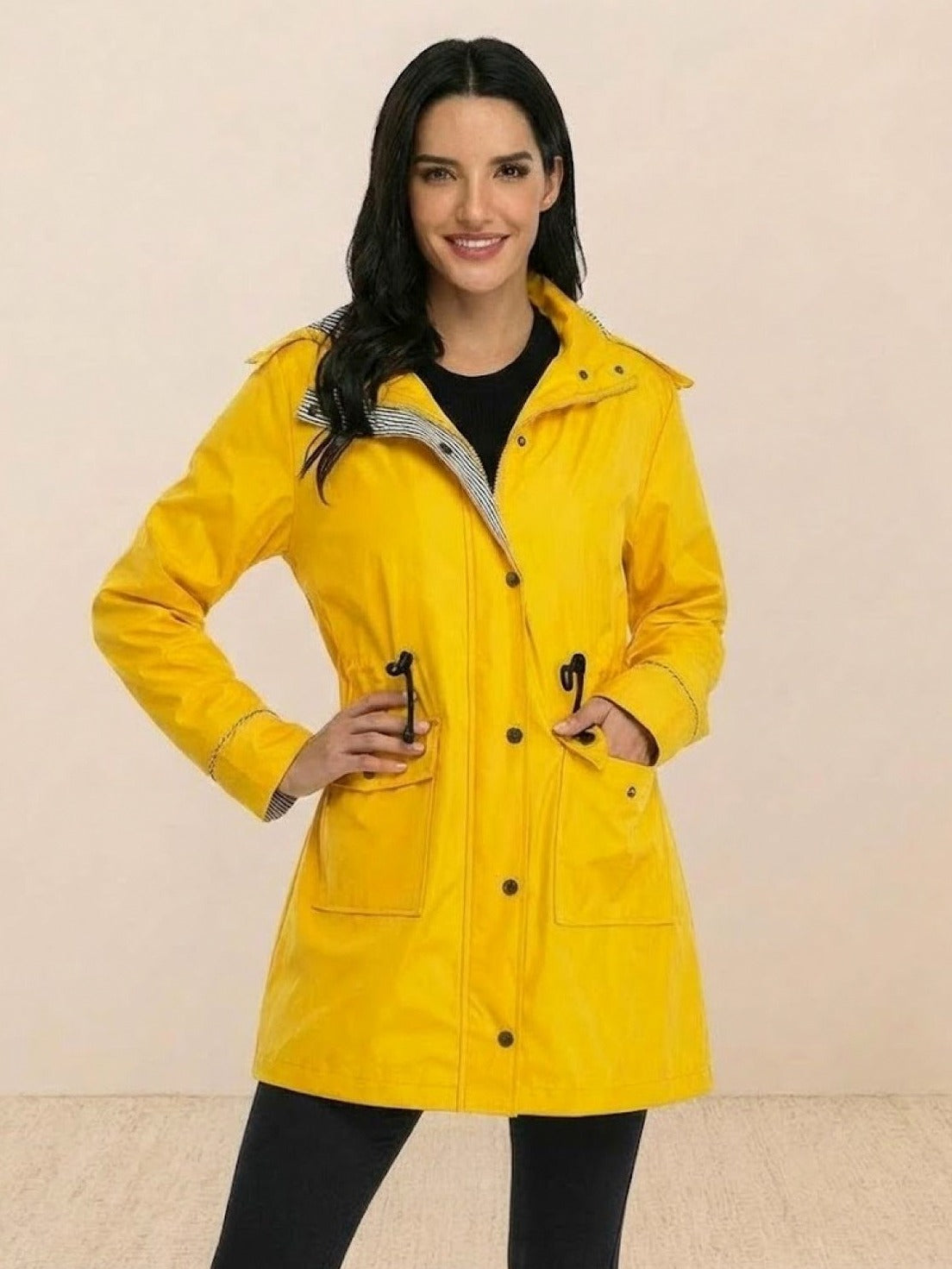 Long Sleeve Hooded Snap Button Jacket