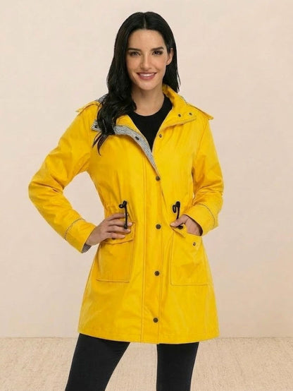 Long Sleeve Hooded Snap Button Jacket