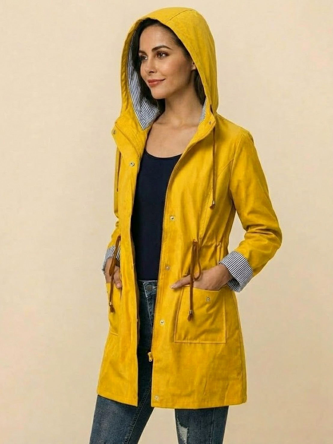 Long Sleeve Hooded Snap Button Jacket