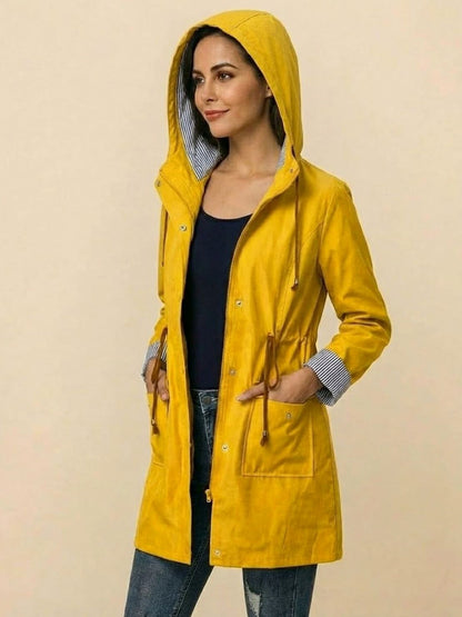 Long Sleeve Hooded Snap Button Jacket