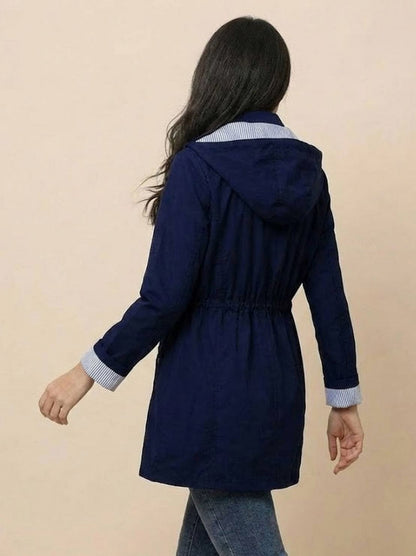Long Sleeve Hooded Snap Button Jacket