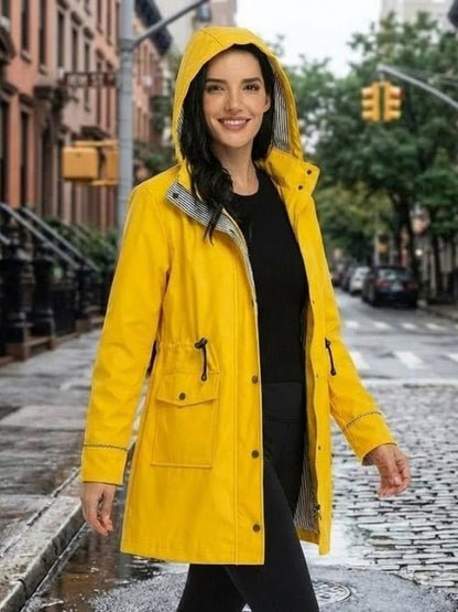 Long Sleeve Hooded Snap Button Jacket