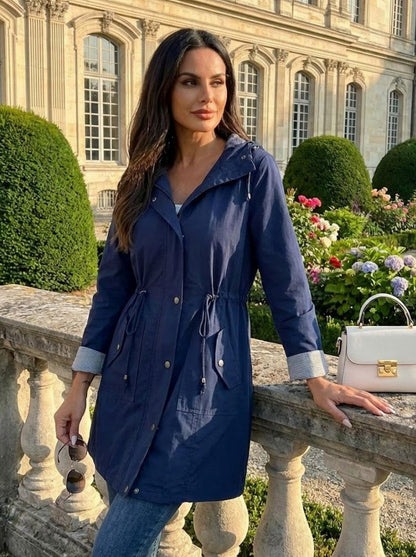 Long Sleeve Hooded Snap Button Jacket