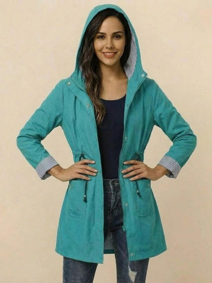 Long Sleeve Hooded Snap Button Jacket