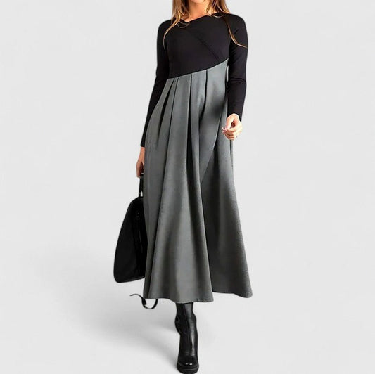 Long Sleeve Pleated Midi Dress