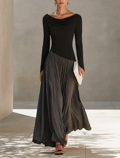 Long Sleeve Pleated Maxi Dress